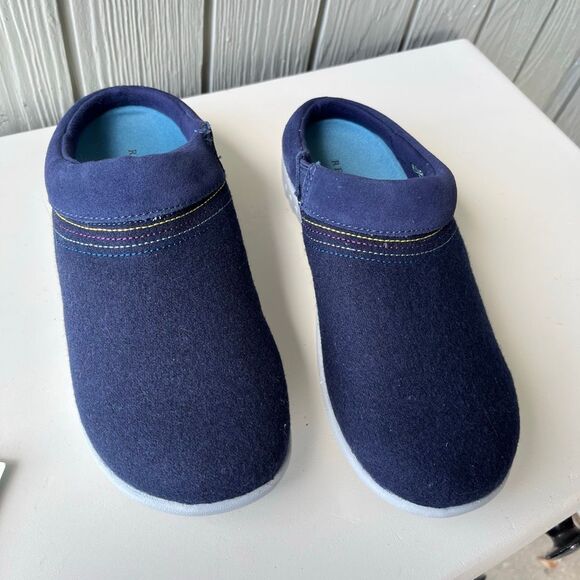Revitalign Eden Wool Suede Orthopedic Slip-On Clog Navy Grey SZ 9B NWOB - Picture 4 of 12